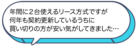 一年に2台使用できるリース方式の製品を使用していましたが何年も契約更新しているうちに買い切りの方が安い気がしてきました