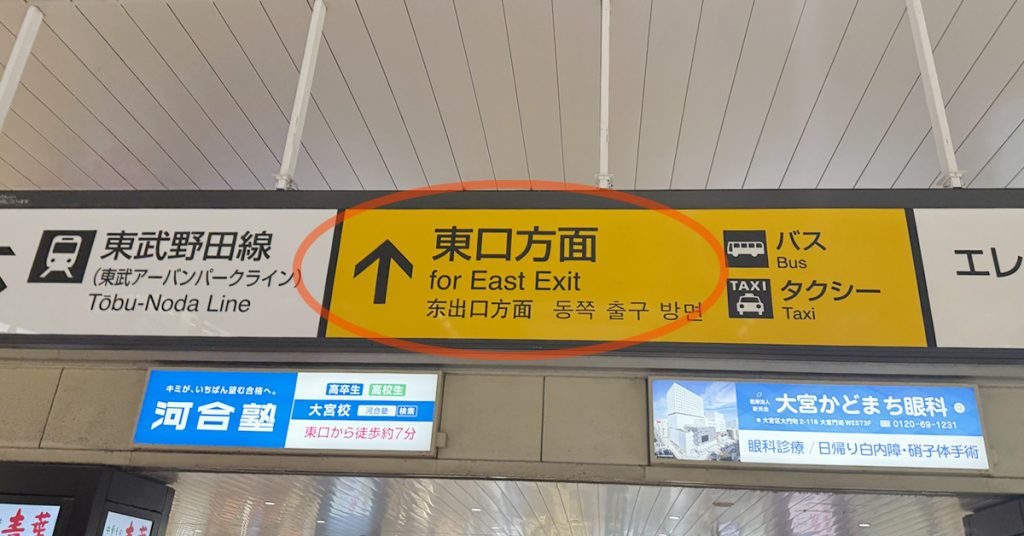 東口方面の案内板
