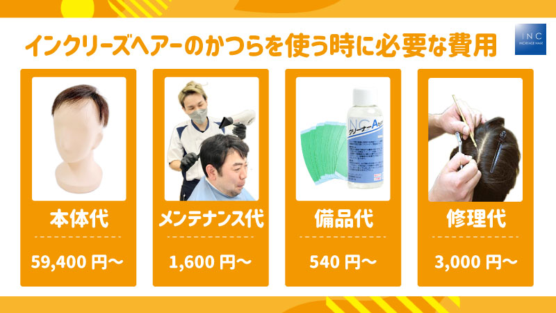 インクリーズヘアーのかつらを使う時に必要な費用