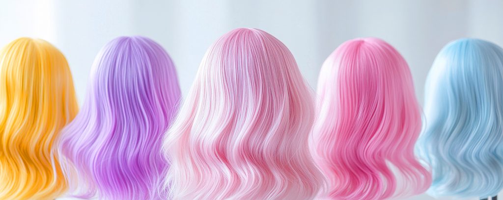 パステルカラーのコスプレ用ウィッグの画像